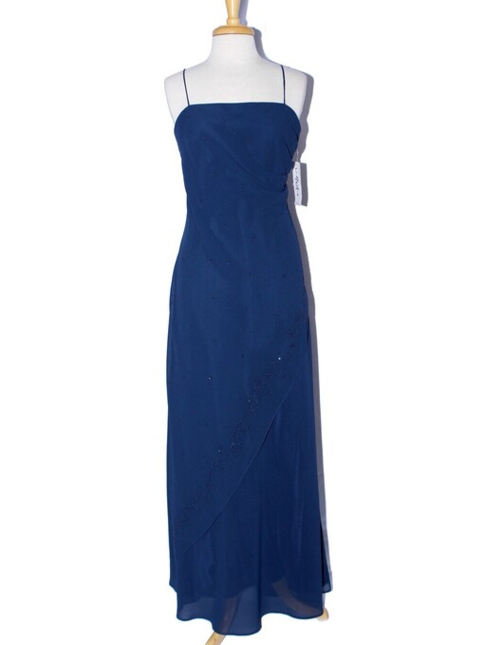 Milex #1975 Chiffon Formal Gown With Caviar Beading-Size 3X-NAVY BLUE-NWT